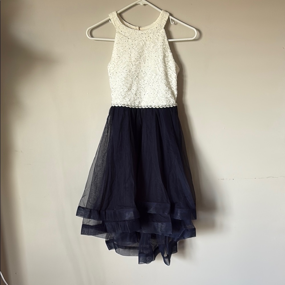 Speechless White and Blue Halter Sundress for Prom